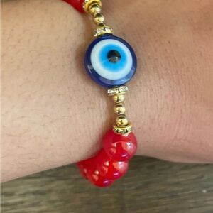Evil Eye Red Beaded Bracelet